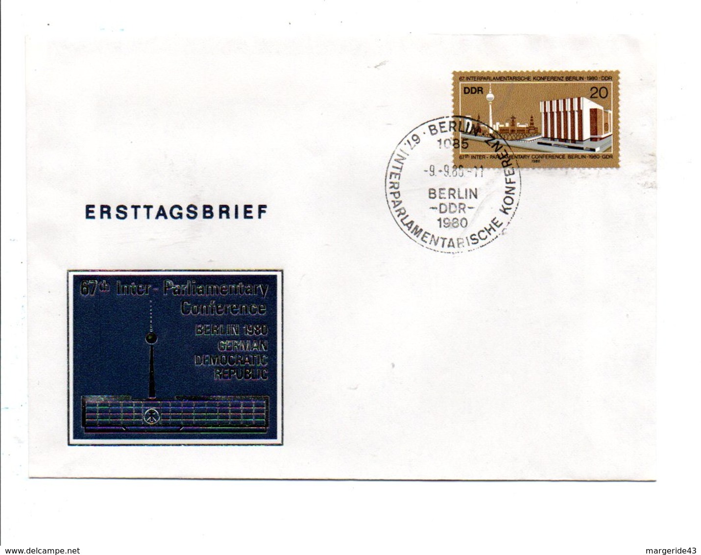ALLEMAGNE RDA DDR FDC 1980 CONFERENCE INTERPARLEMENTAIRE BERLIN - Other & Unclassified
