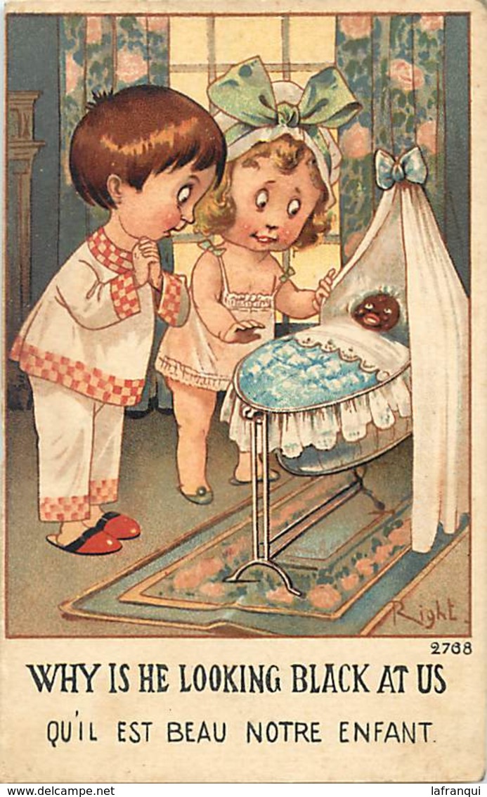 Themes Div-ref Y460- Illustrateurs - Illustrateur Enfants -right - Le Petit Bebe Noir  - Carte Bon Etat - - Right