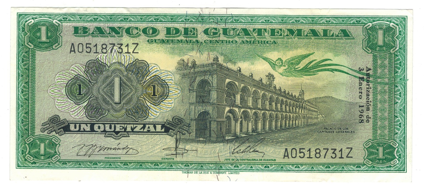 Guatemala 1 Qz. 1968 XF+. - Guatemala