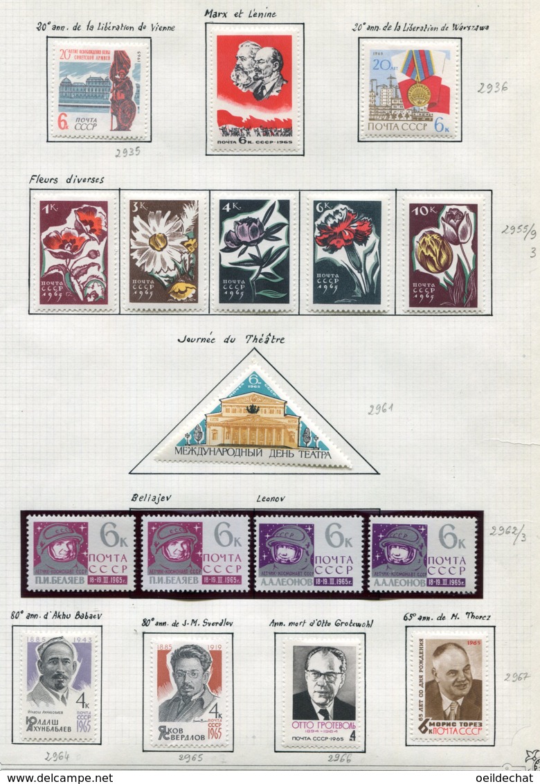 9166  URSS  Collection  N°2935/6, 2955/67 *   1965  TB - Collections