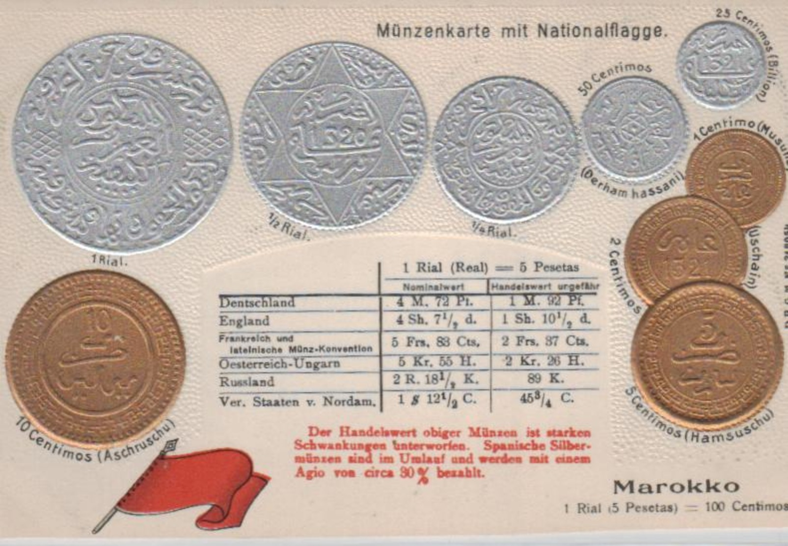 Motiv-Münzen/Präge -  Marokko   - Schöne Alte Karte ....   (ka5101  ) Siehe Scan - Monedas (representaciones)