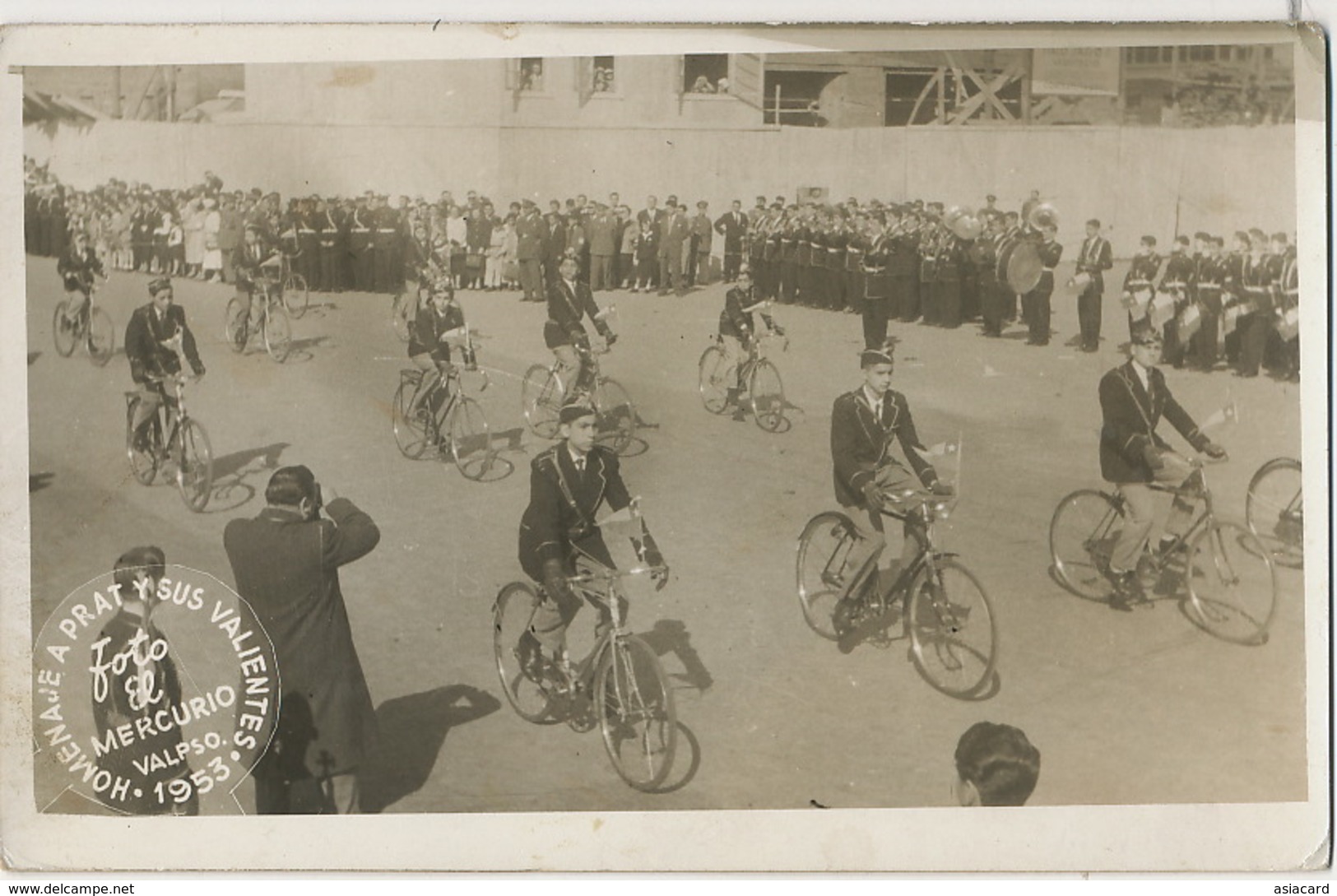 Real Photo Valparaiso  Homenaje A Prat Y Sus Valientes 1953 - Chili