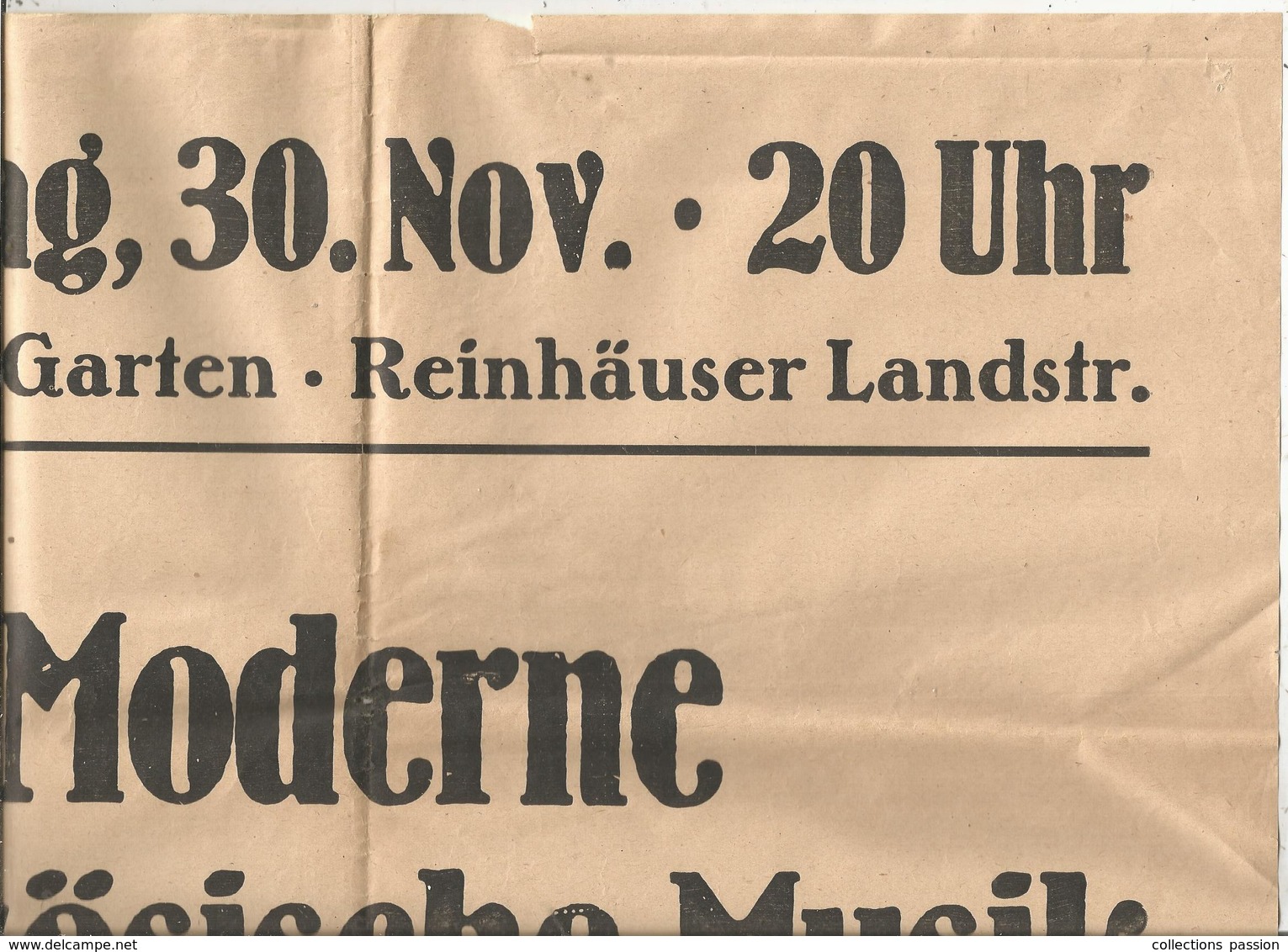 Affiche ,60 X 43 Cm, Deutscher Garten . Reinhäuser Landstr., 1948 , Moderne Französische Musik - Afiches