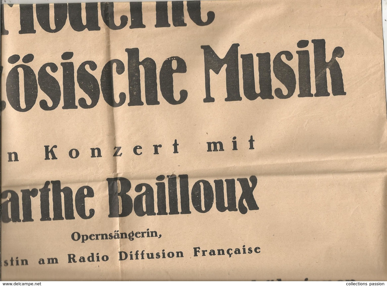 Affiche ,60 X 43 Cm, Deutscher Garten . Reinhäuser Landstr., 1948 , Moderne Französische Musik - Afiches