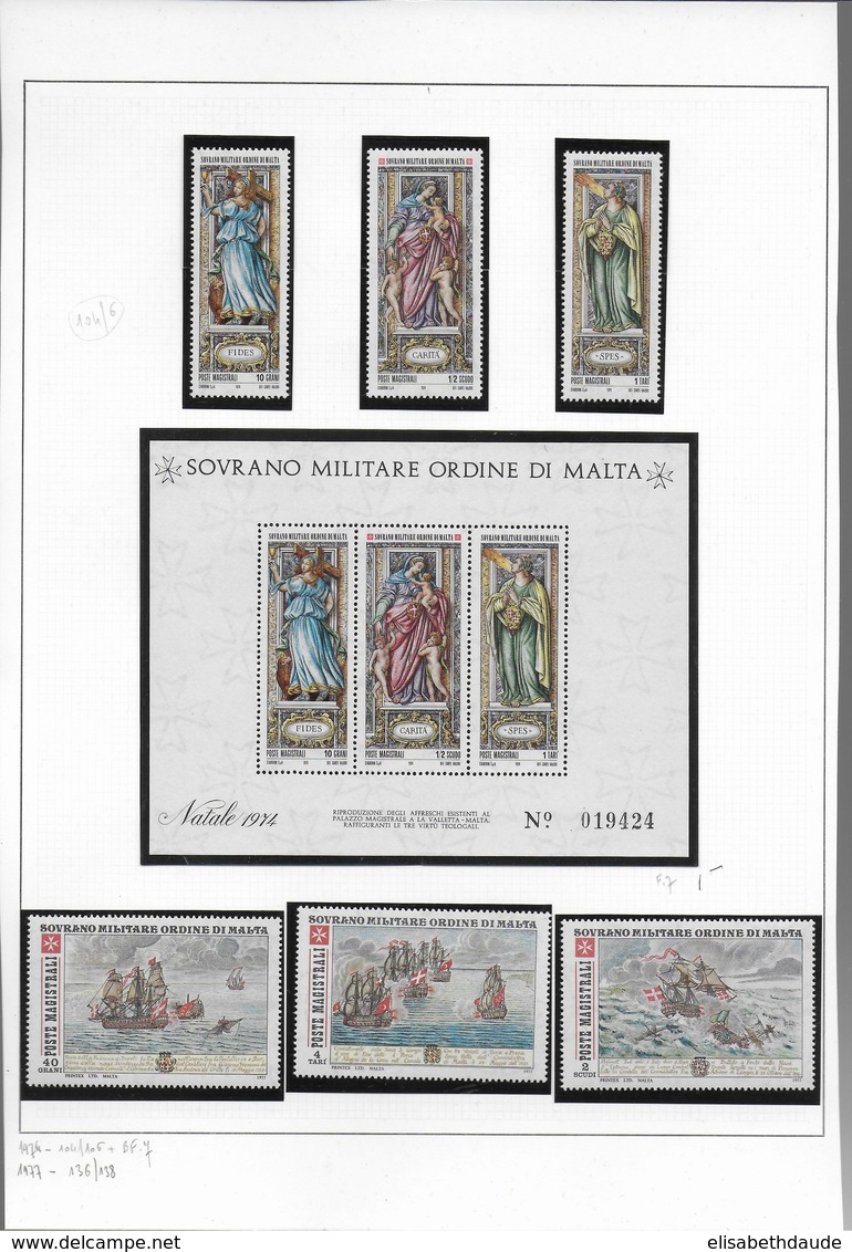 ORDRE DE MALTE - A PRIORI COMPLETE JUSQU'à DEBUT 1987 - COLLECTION ** MNH sur 40 FA - COTE SASSONE = ENV. 500 EUR.