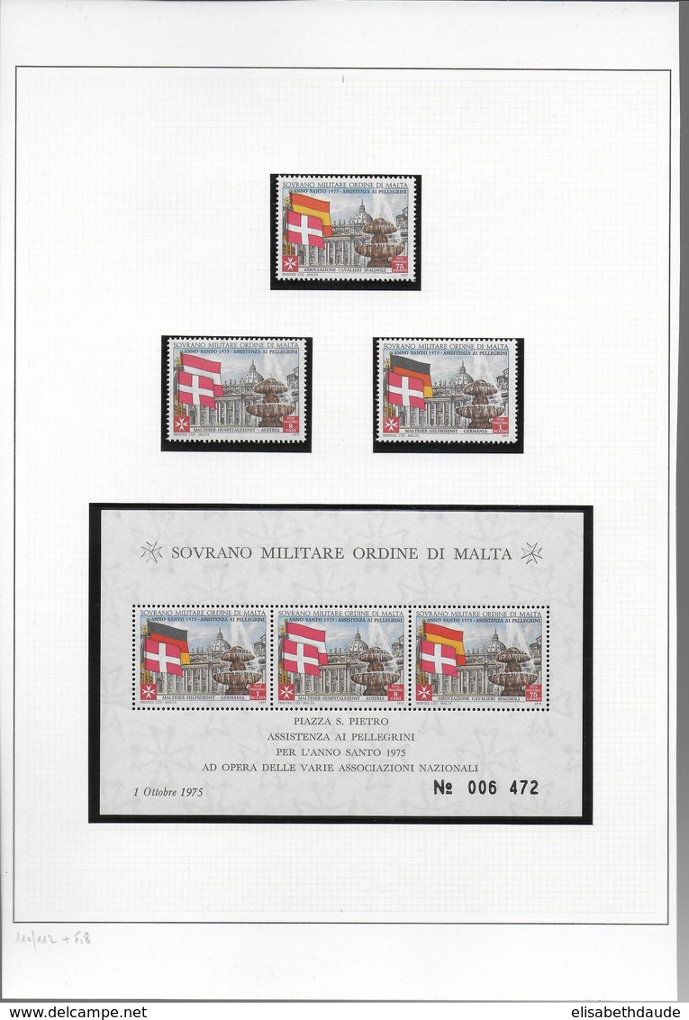 ORDRE DE MALTE - A PRIORI COMPLETE JUSQU'à DEBUT 1987 - COLLECTION ** MNH sur 40 FA - COTE SASSONE = ENV. 500 EUR.