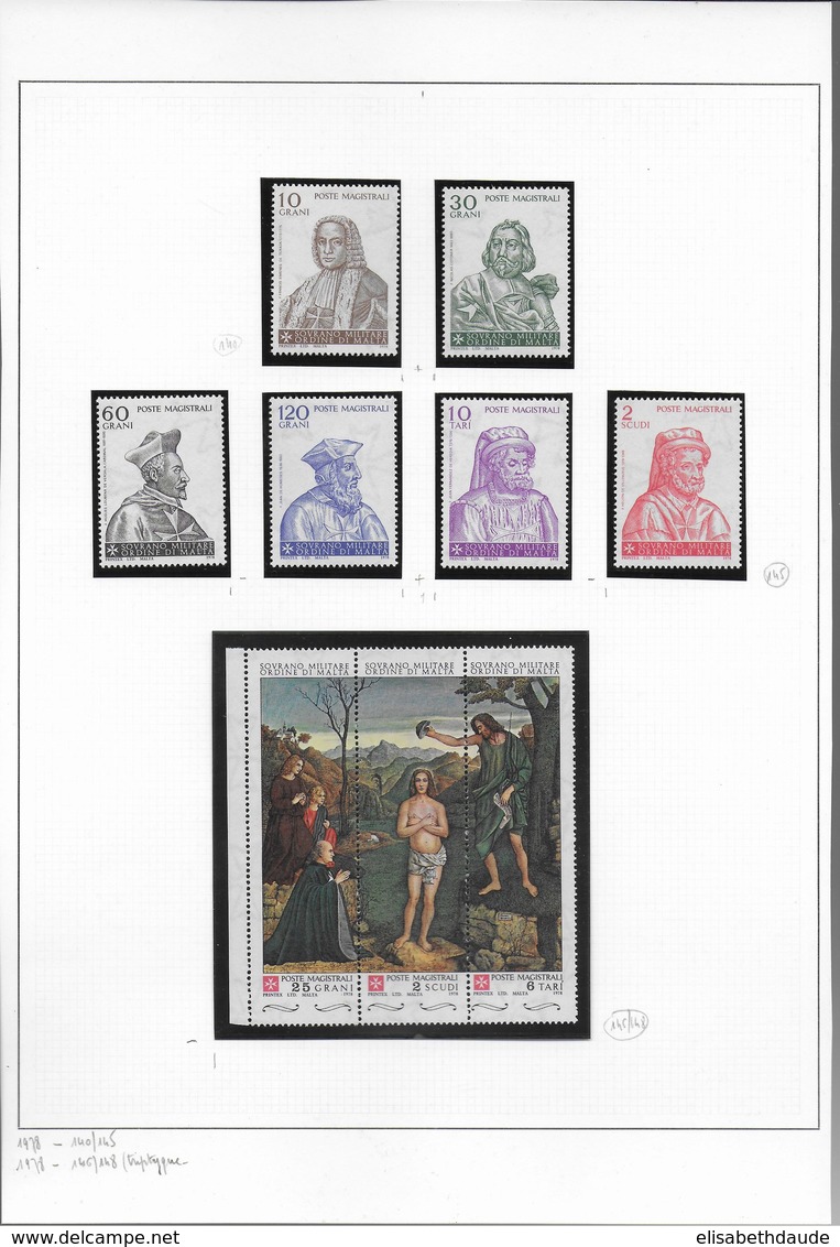 ORDRE DE MALTE - A PRIORI COMPLETE JUSQU'à DEBUT 1987 - COLLECTION ** MNH sur 40 FA - COTE SASSONE = ENV. 500 EUR.