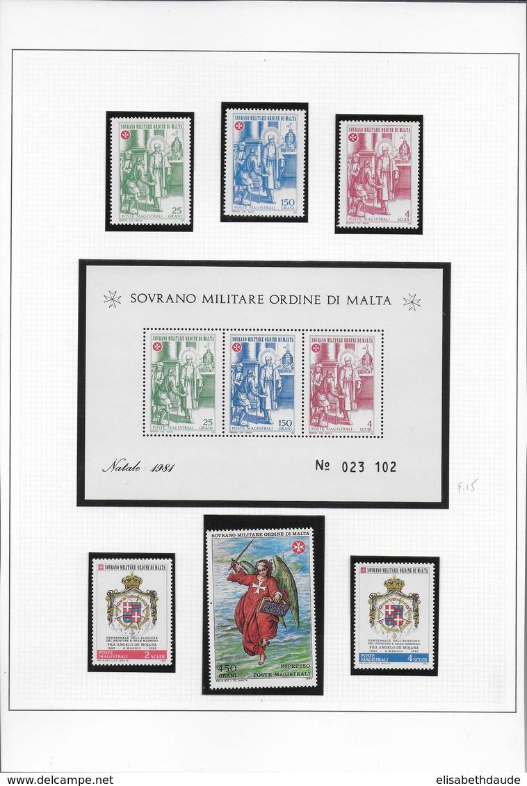 ORDRE DE MALTE - A PRIORI COMPLETE JUSQU'à DEBUT 1987 - COLLECTION ** MNH sur 40 FA - COTE SASSONE = ENV. 500 EUR.