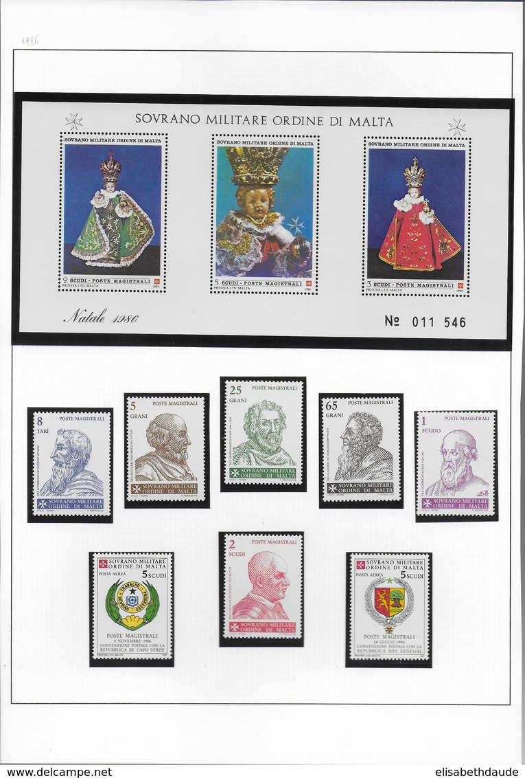 ORDRE DE MALTE - A PRIORI COMPLETE JUSQU'à DEBUT 1987 - COLLECTION ** MNH sur 40 FA - COTE SASSONE = ENV. 500 EUR.