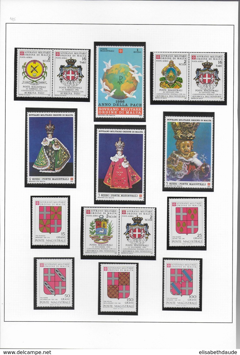 ORDRE DE MALTE - A PRIORI COMPLETE JUSQU'à DEBUT 1987 - COLLECTION ** MNH sur 40 FA - COTE SASSONE = ENV. 500 EUR.