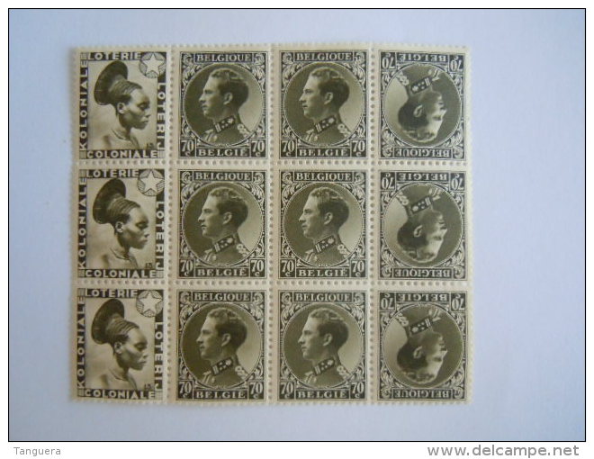 België Belgique 1934-35 Leopold III  + Pub Loterie Coloniale Bloc De 9 Timbres  PUc73 MNH ** - Other & Unclassified