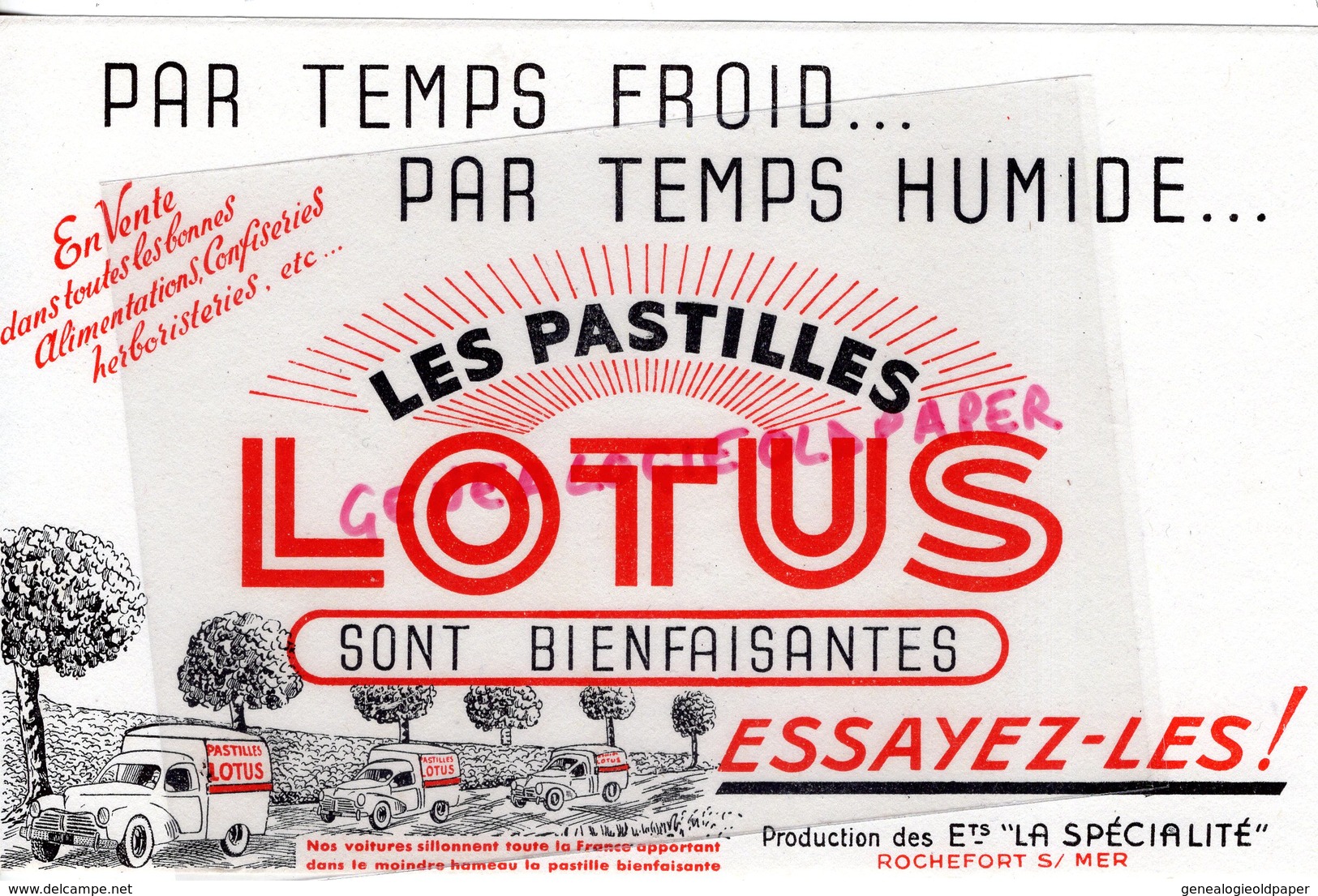 17- ROCHEFORT SUR MER- BUVARD PASTILLES LOTUS- ETS LA SPECIALITE - Drogheria