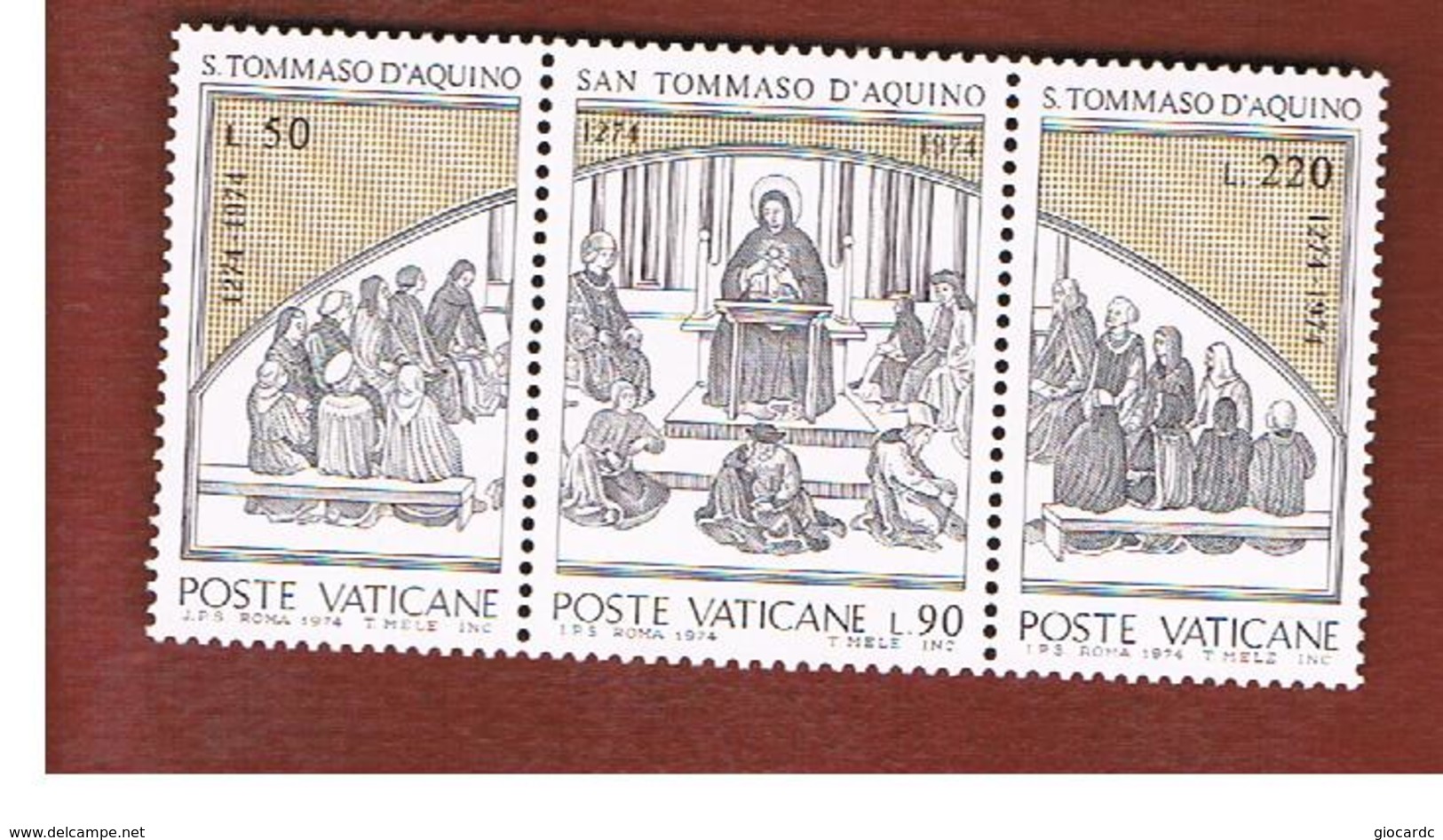 VATICANO (VATICAN) - UNIF. 558.560  - 1974 7^ CENT. S. TOMMASO D' AQUINO (SERIE COMPLETA IN TRITTICO SE-TENANT)-  MINT** - Nuevos