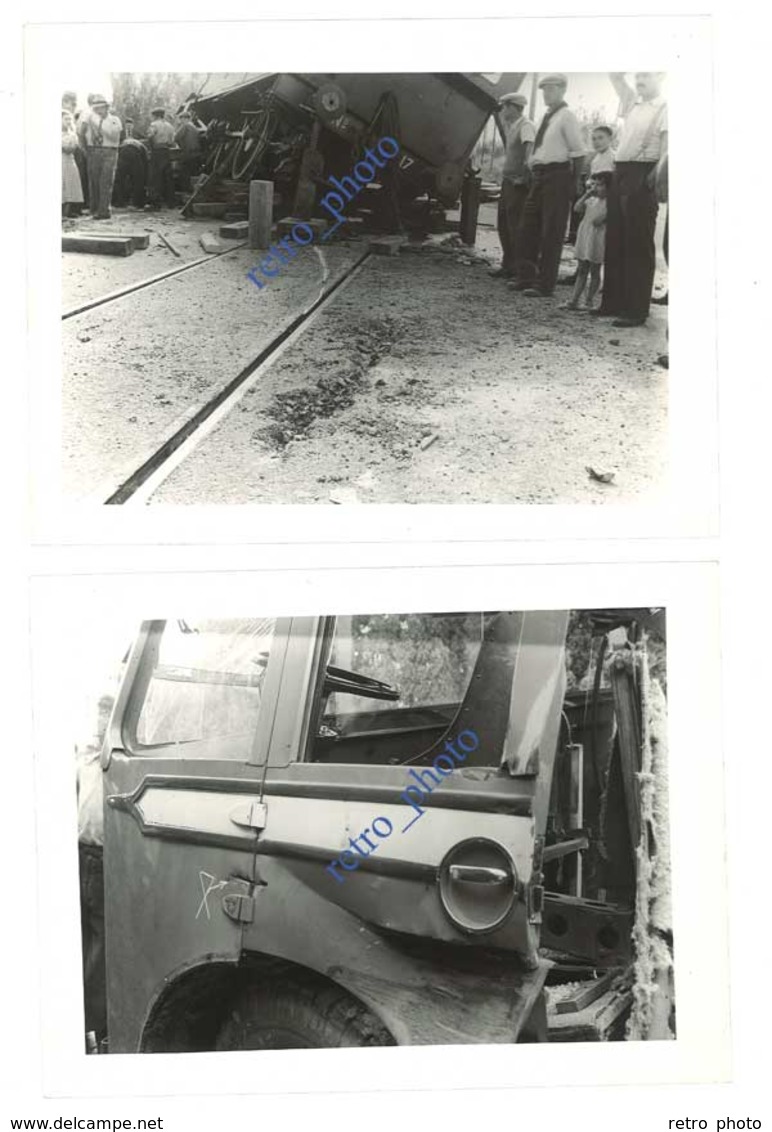 lot 28 Photos catastrophe ferroviaire, train contre autobus à Châteauneuf les Martigues, 1936