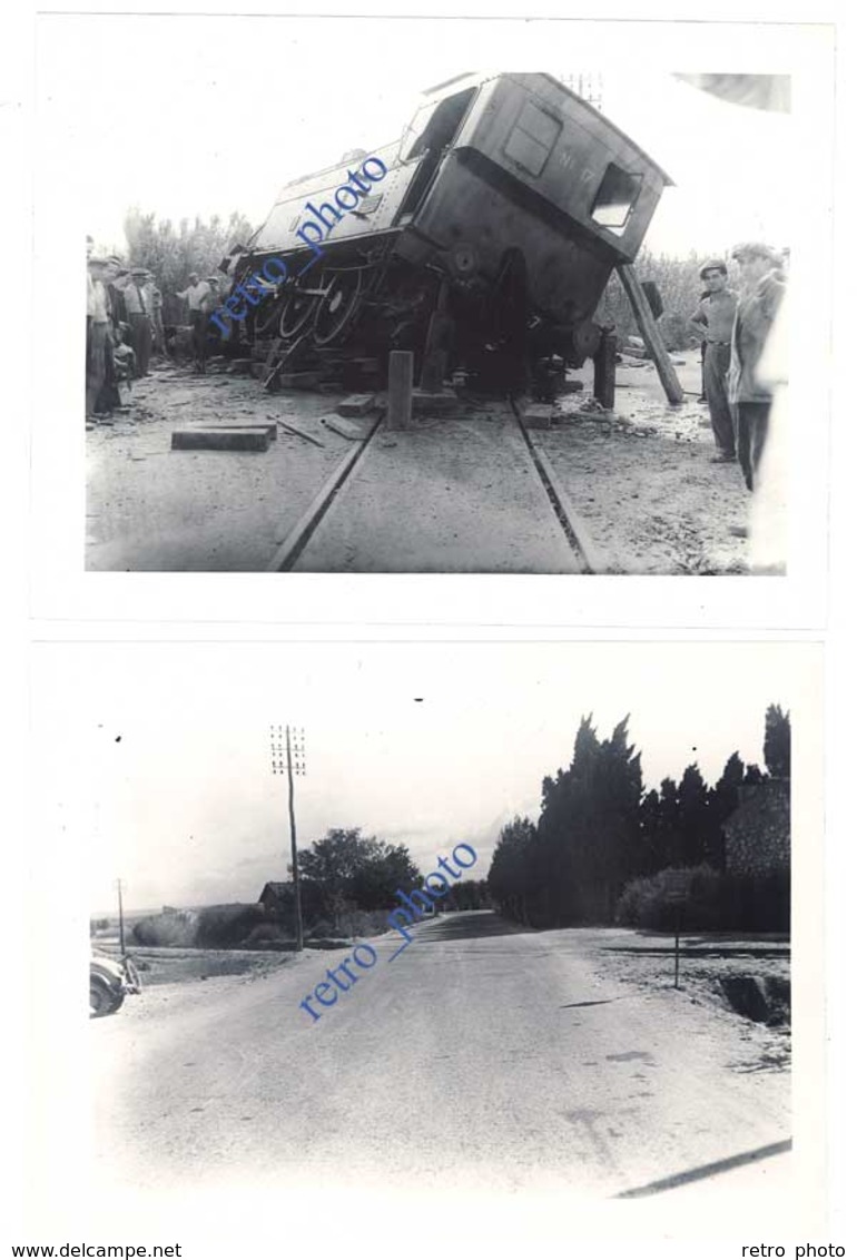 lot 28 Photos catastrophe ferroviaire, train contre autobus à Châteauneuf les Martigues, 1936