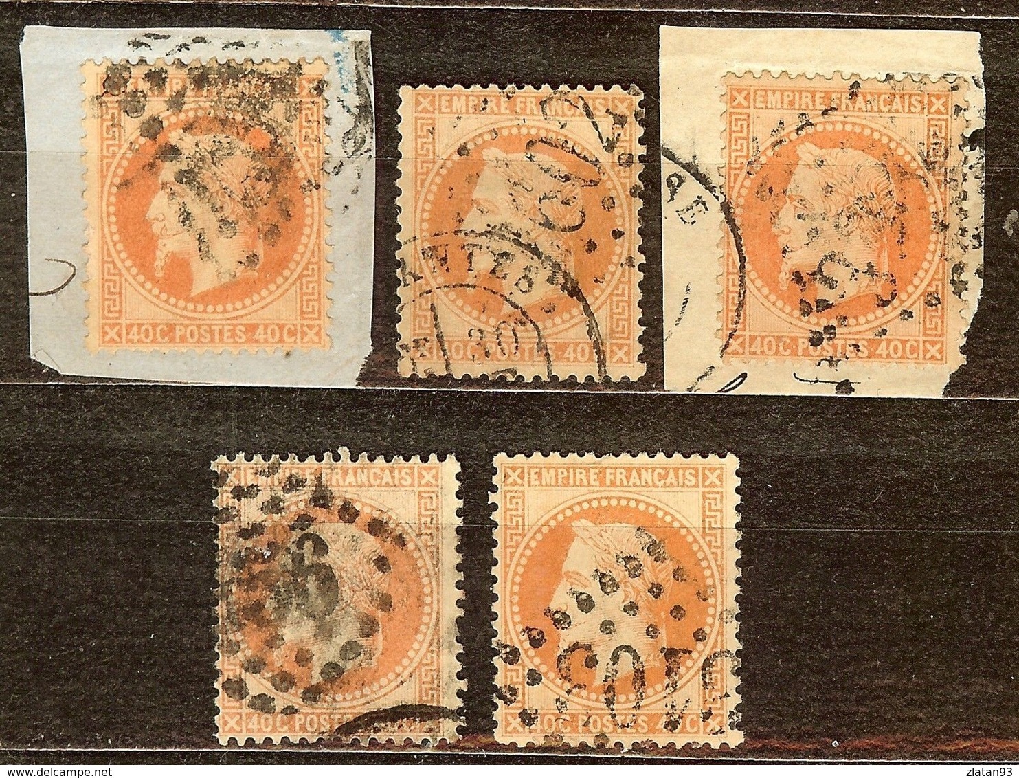 JOLI LOT 5 NAPOLEON N°31 40c Orange NUANCE & CACHETS à Voir Cote +50€ PAS AMINCI - 1863-1870 Napoleon III With Laurels