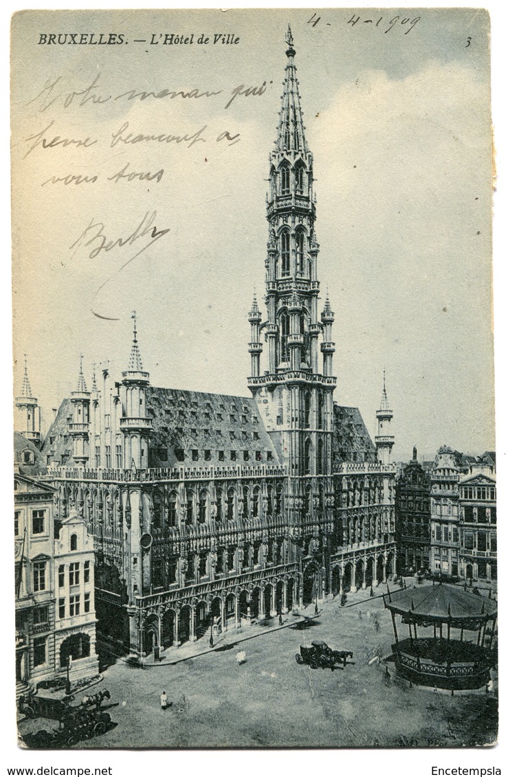 CPA - Carte Postale - Belgique - Bruxelles - L'Hôtel De Ville - 1909 (SV5967) - Monuments, édifices