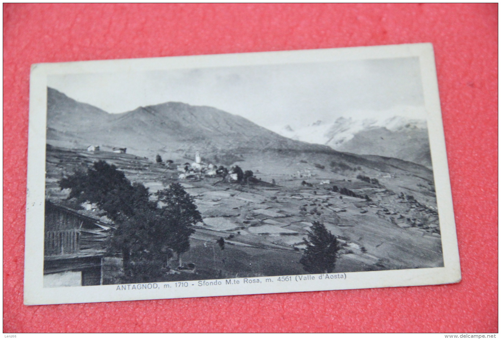 Antagnod Aosta Veduta Con Lo Sfondo Del Monte Rosa 1941 +  Timbro Sconosciuto Al Portalettere - Other & Unclassified