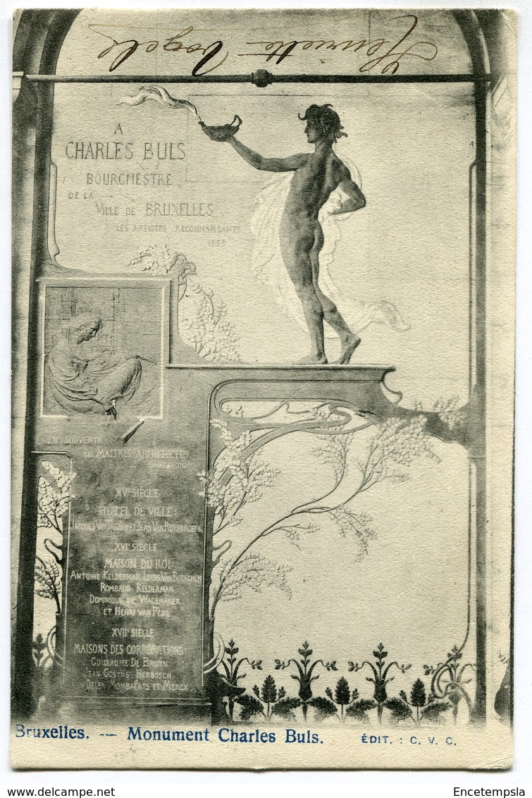 CPA - Carte Postale - Belgique - Bruxelles - Monument Charles Buls (SV5970) - Monumenten, Gebouwen