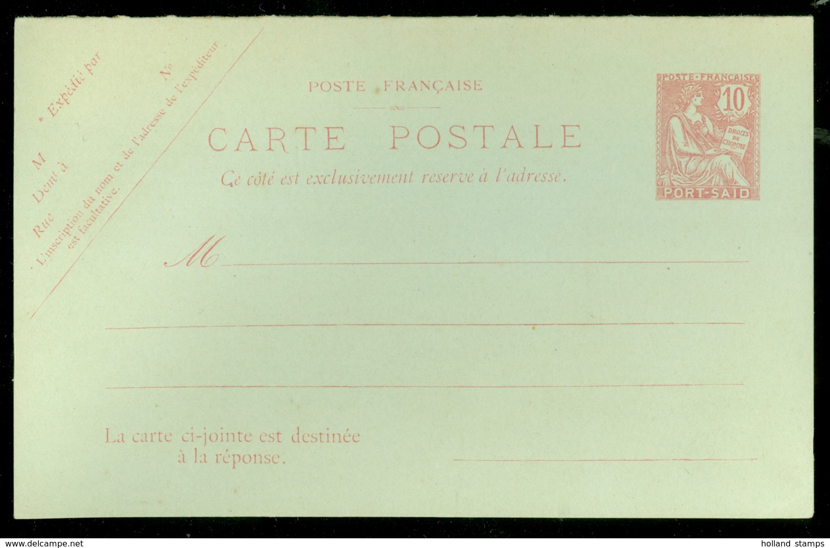 PORT SAÏD ENTIER POSTAL CARTE POSTALE AVEC REPONSE PAYEE Type MOUCHON STATIONERY (11.445e) - Covers & Documents