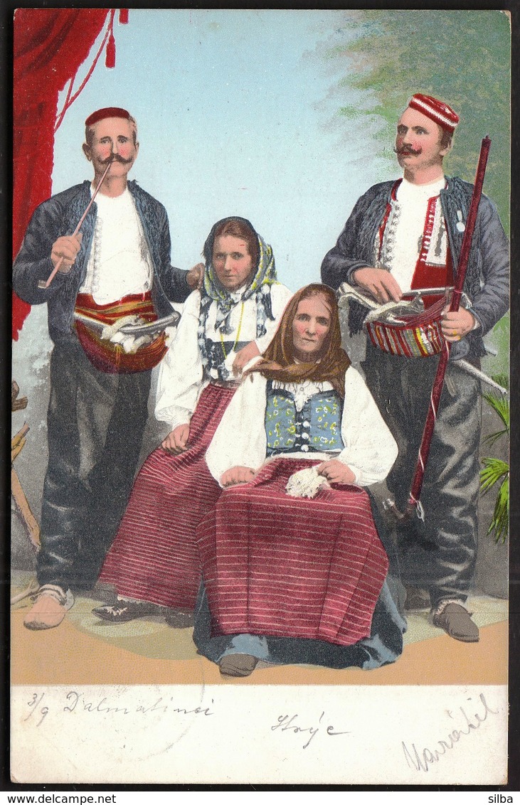 Croatia Sibenik, Sebenico 1905 / Dalmatinska Narodna Nošnja - Dalmatian Folk Costumes / Purger & Co - Photochromiekarte - Croazia