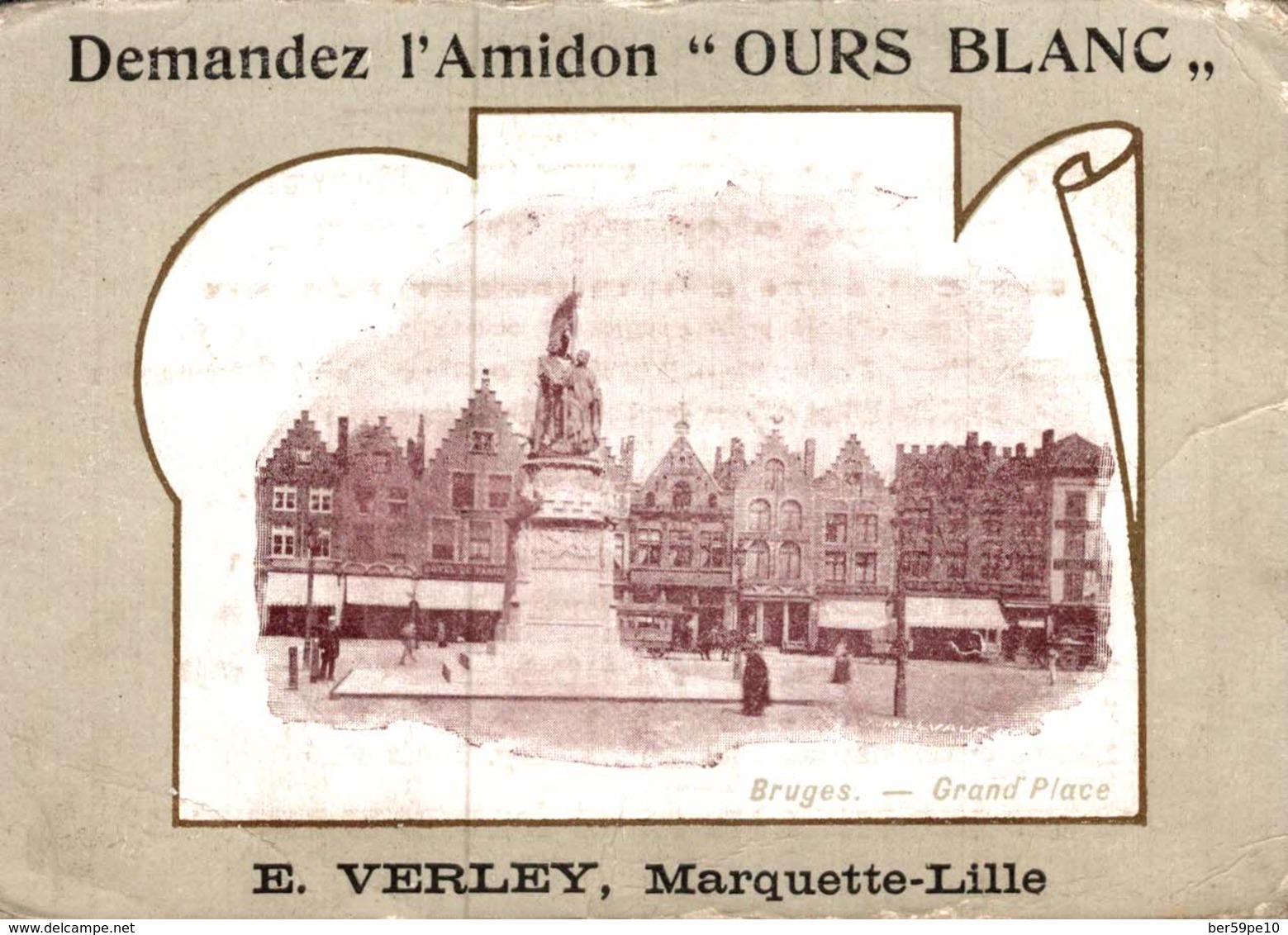 CHROMO  AMIDON OURS BLANC E. VERLAY  MARQUETTE-LILLE  BRUGES GRAND'PLACE - Autres & Non Classés