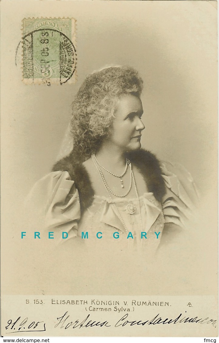 1905 Romania Real Photo Postcard: Queen & Prize-Winning Authoress Elisabeth TCV - Roumanie