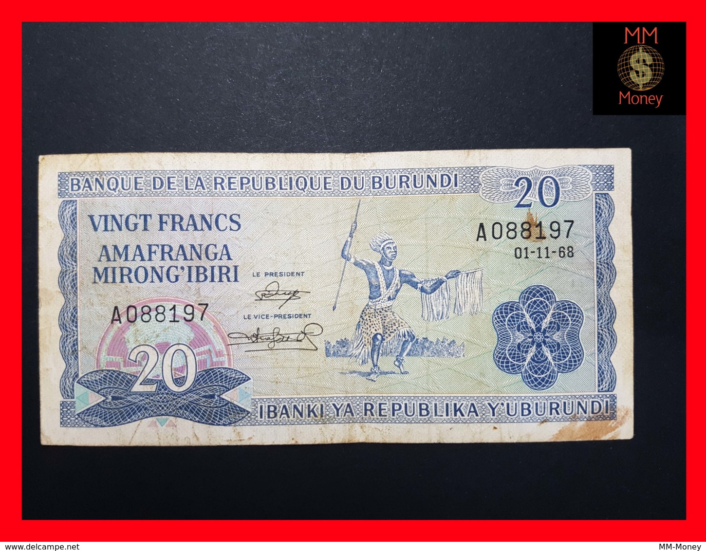 BURUNDI 20 Francs 1.11.1968  P. 21 A  VF - Burundi