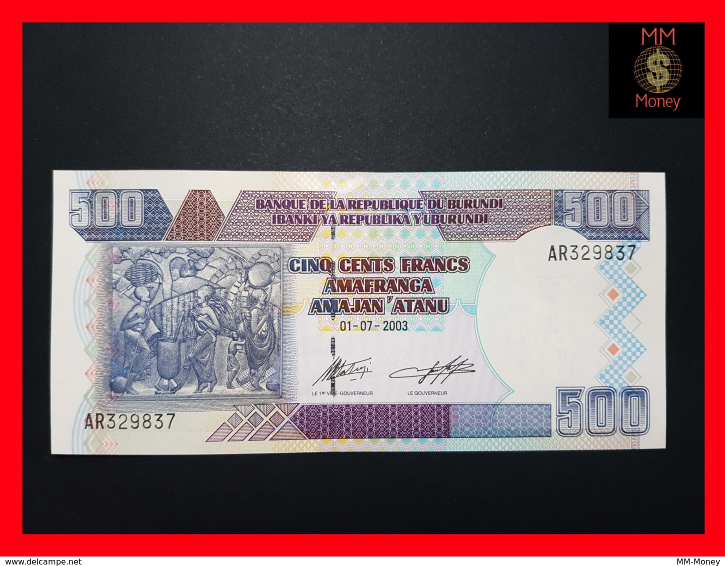 BURUNDI 500 Francs 1.7.2003  P. 38 C  UNC - Burundi