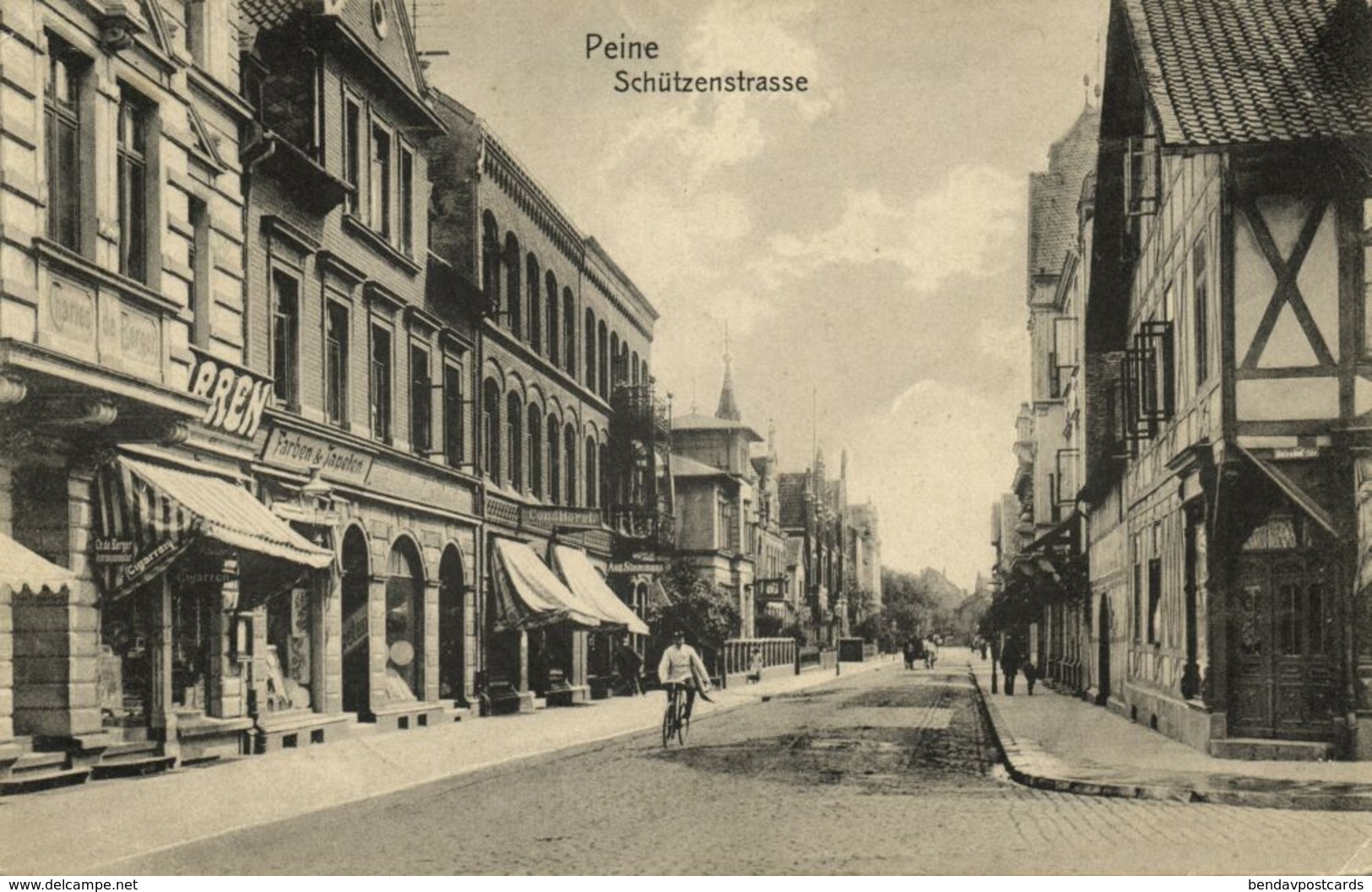 PEINE, Schützenstrasse Ecke Bahnhofstrasse, Tabakhändler (1913) AK - Peine