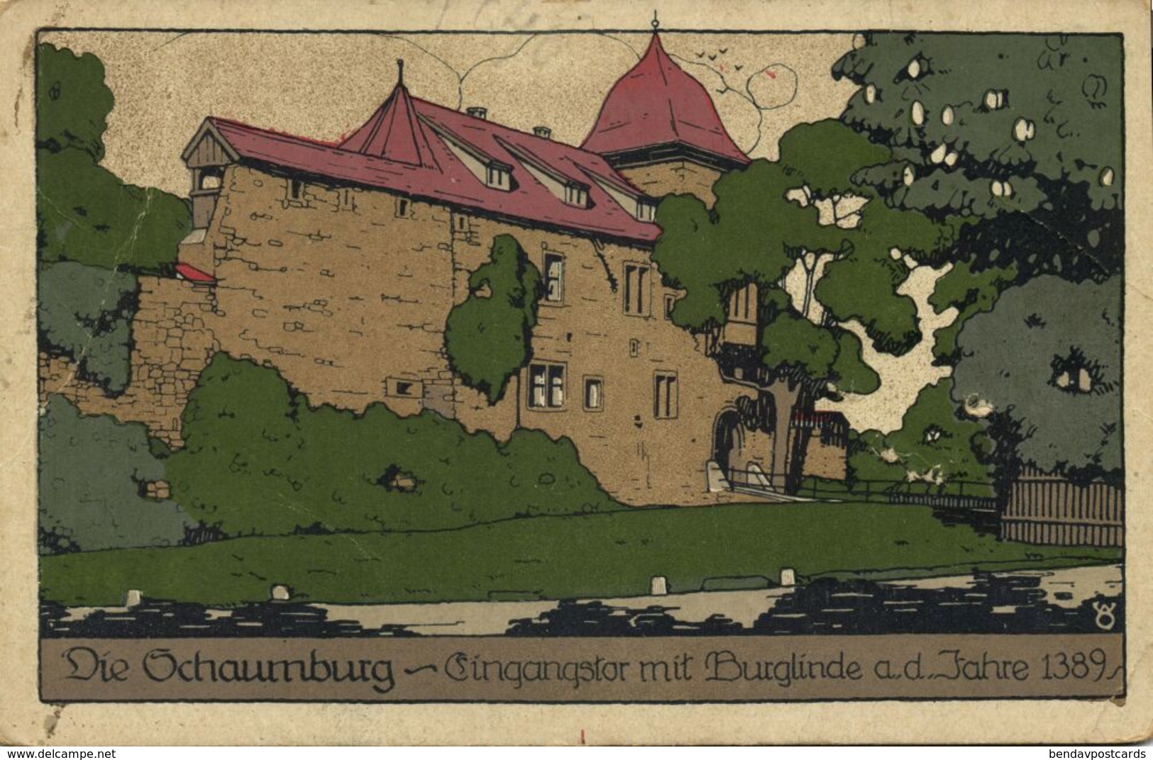 RINTELN, Schaumburg Eingangstor Mit Burglinde (1910s) Steindruck AK - Rinteln