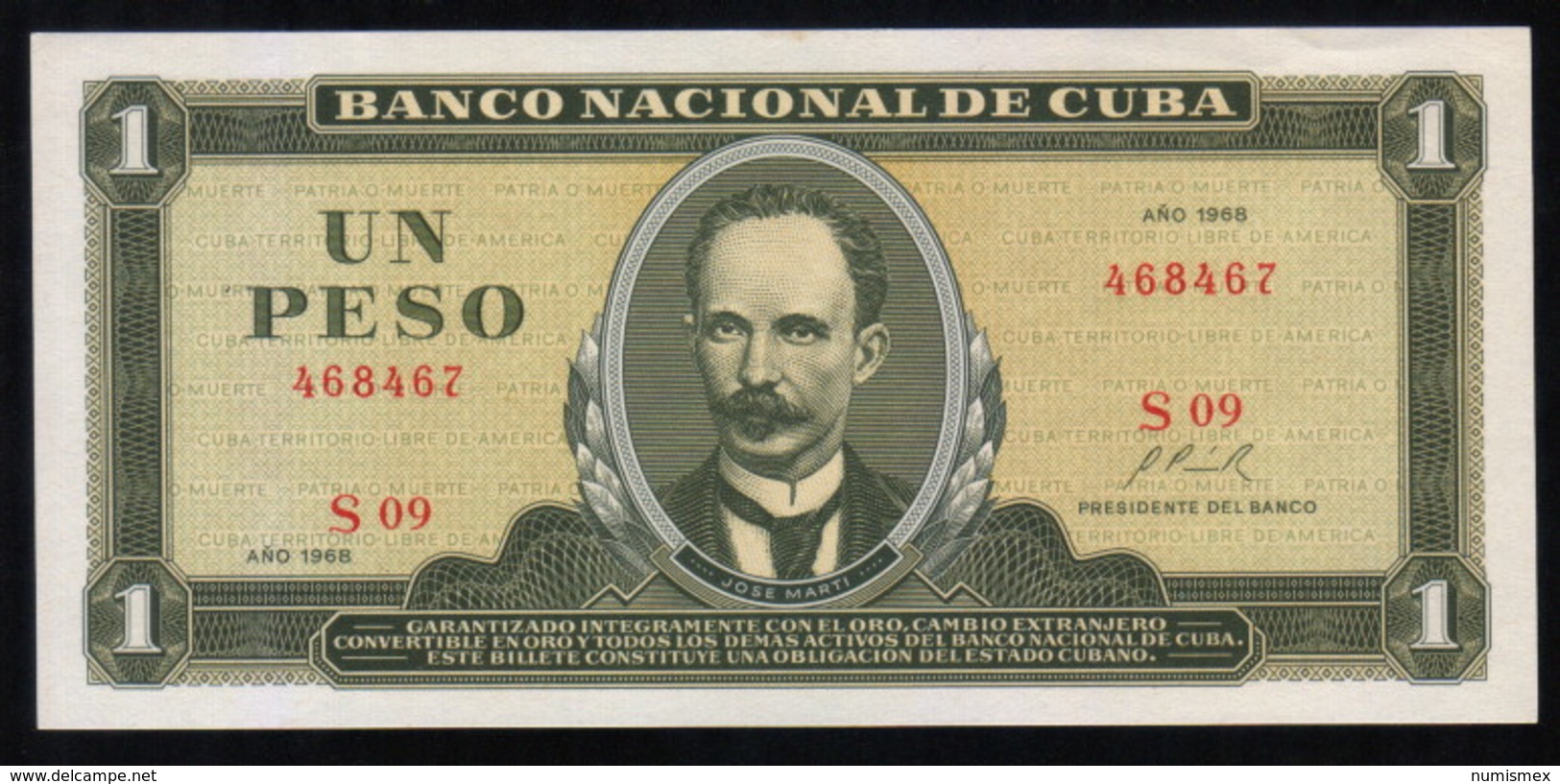 Caribe  / 1 PESO 1968 Serie S-09 468467 Pick - 102a UNC - Cuba