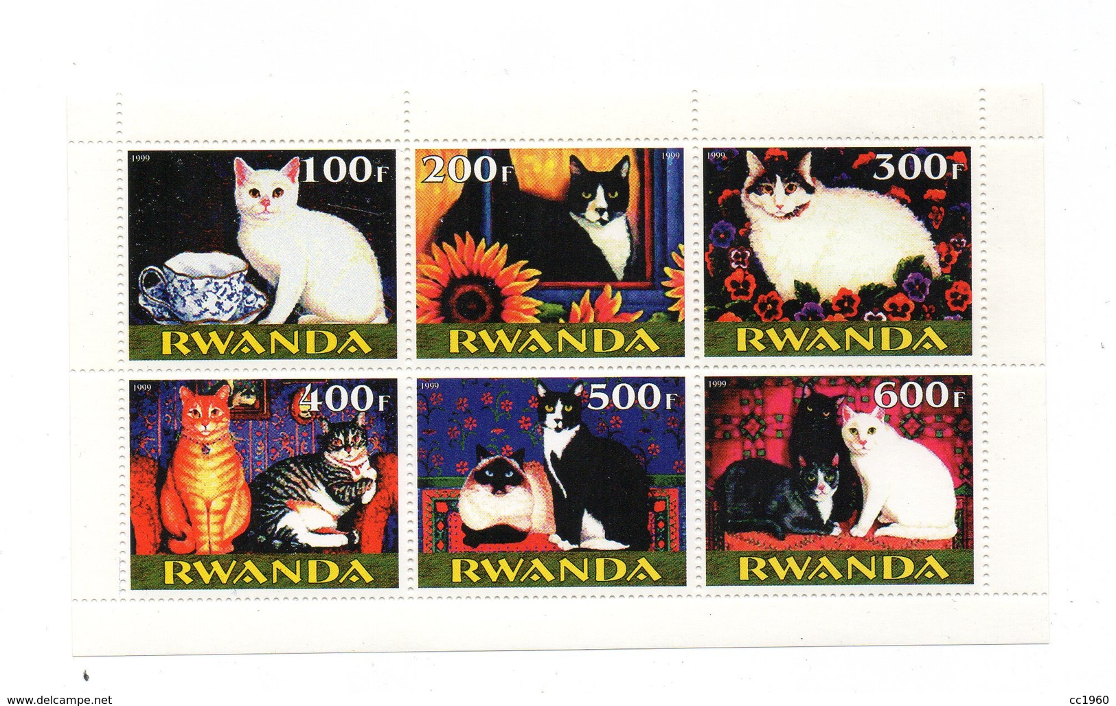 RWANDA - Foglietto Tematica " Animali - Gatti " - 6 Valori - Nuovo - Vedi Foto - (FDC12541) - Altri & Non Classificati