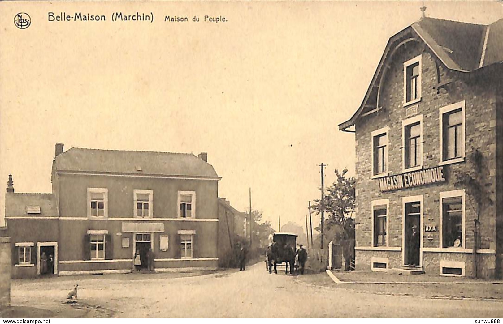 Belle-Maison (Marchin) - Maison Du Peuple (animée, Attelage, Café Magasin, Edit. Gaston Destatte) - Marchin