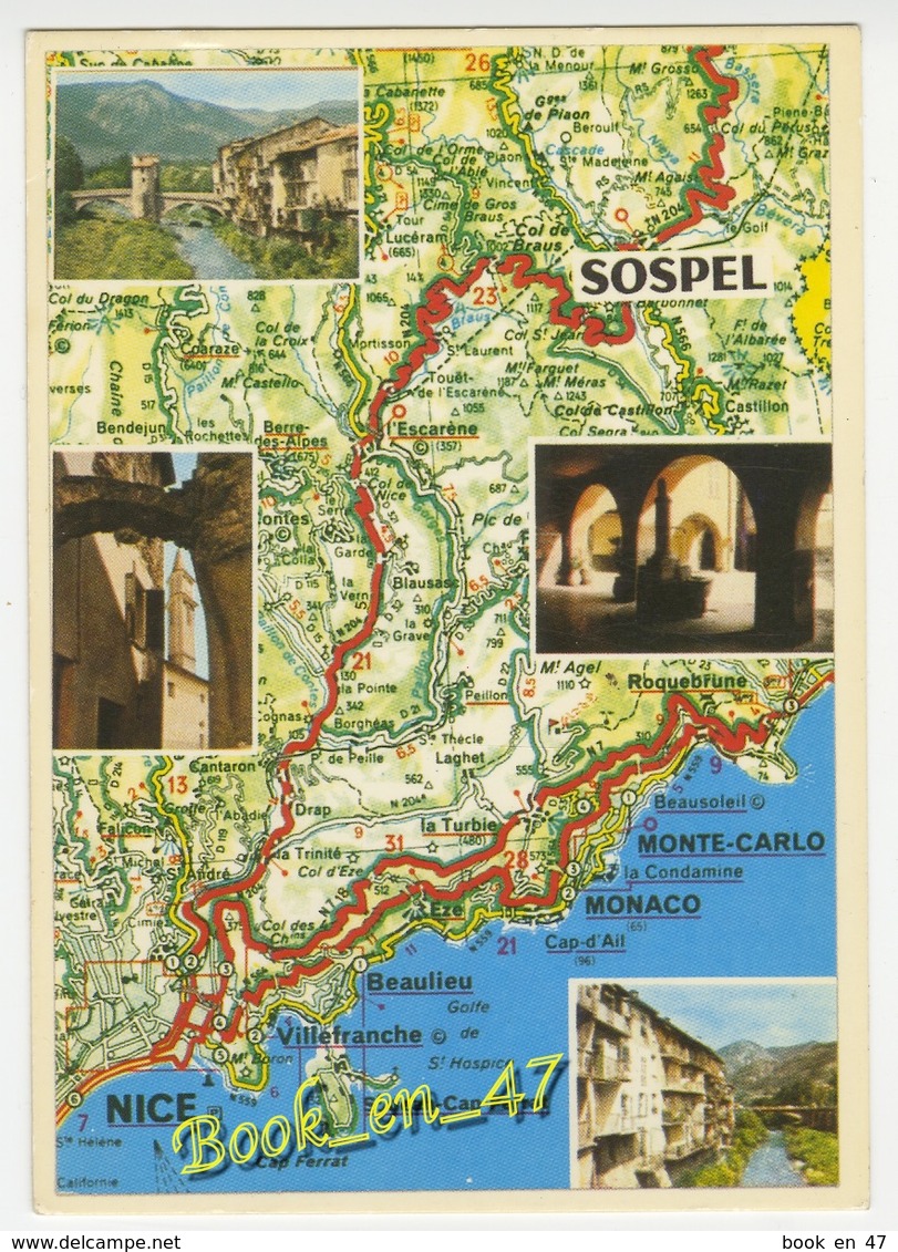 {79779} 06 Alpes Maritimes Sospel , Carte Et Multivues ; Divers Aspects - Cartes Géographiques