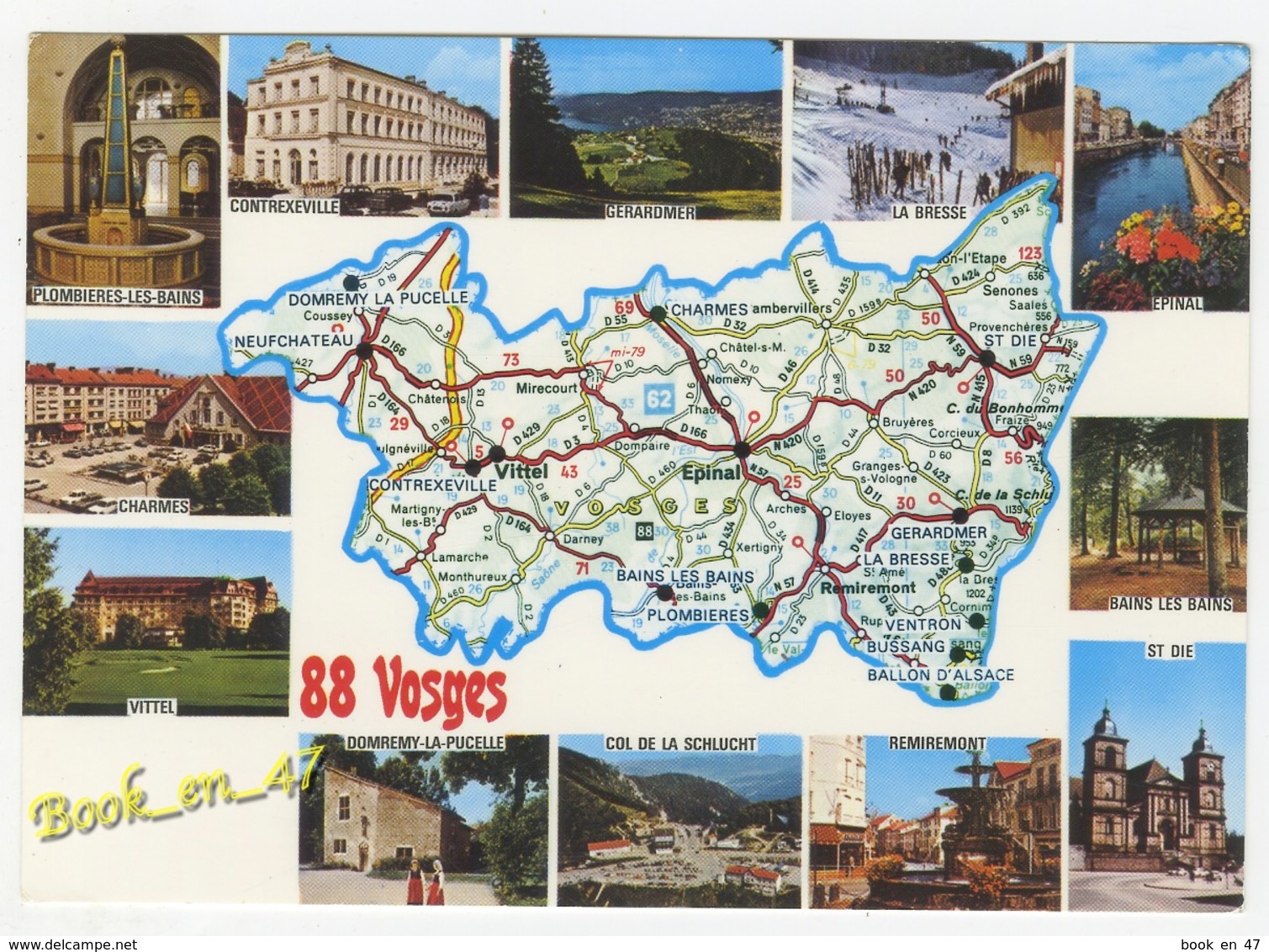 {79774} 88 Vosges , Carte Et Multivues ; Epinal , Contrexeville , Charmes , Vittel , Saint Dié , Gérardmer , Remiremont - Cartes Géographiques