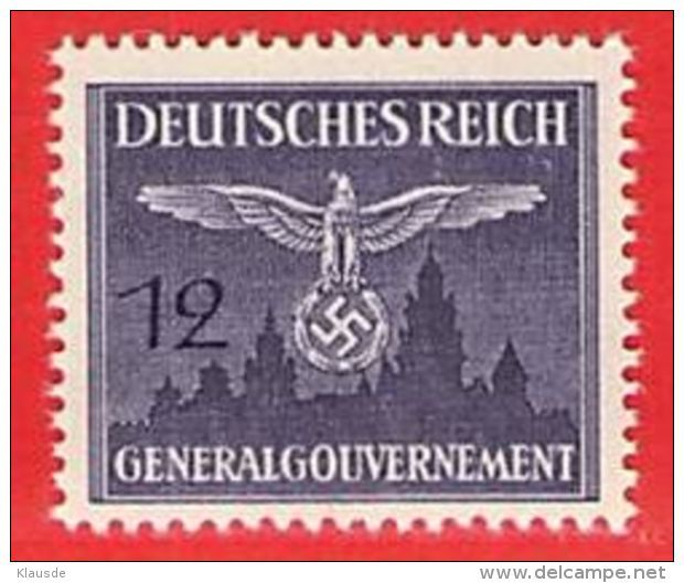 MiNr.28 Xx  Deutschland Besetzungsausgaben II. Weltkrieg Generalgouvernement Dienstmarken - Generalregierung