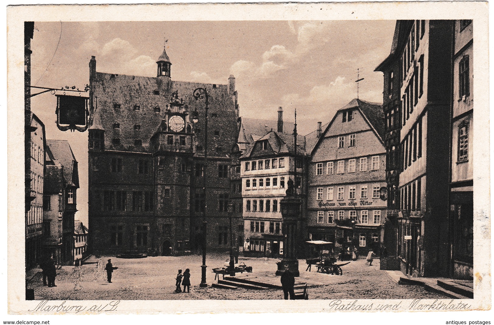 Postkarte Marburg Lahn 1921 Deutschland Rathaus Und Marktplatz Schweiz Liestal - Covers & Documents