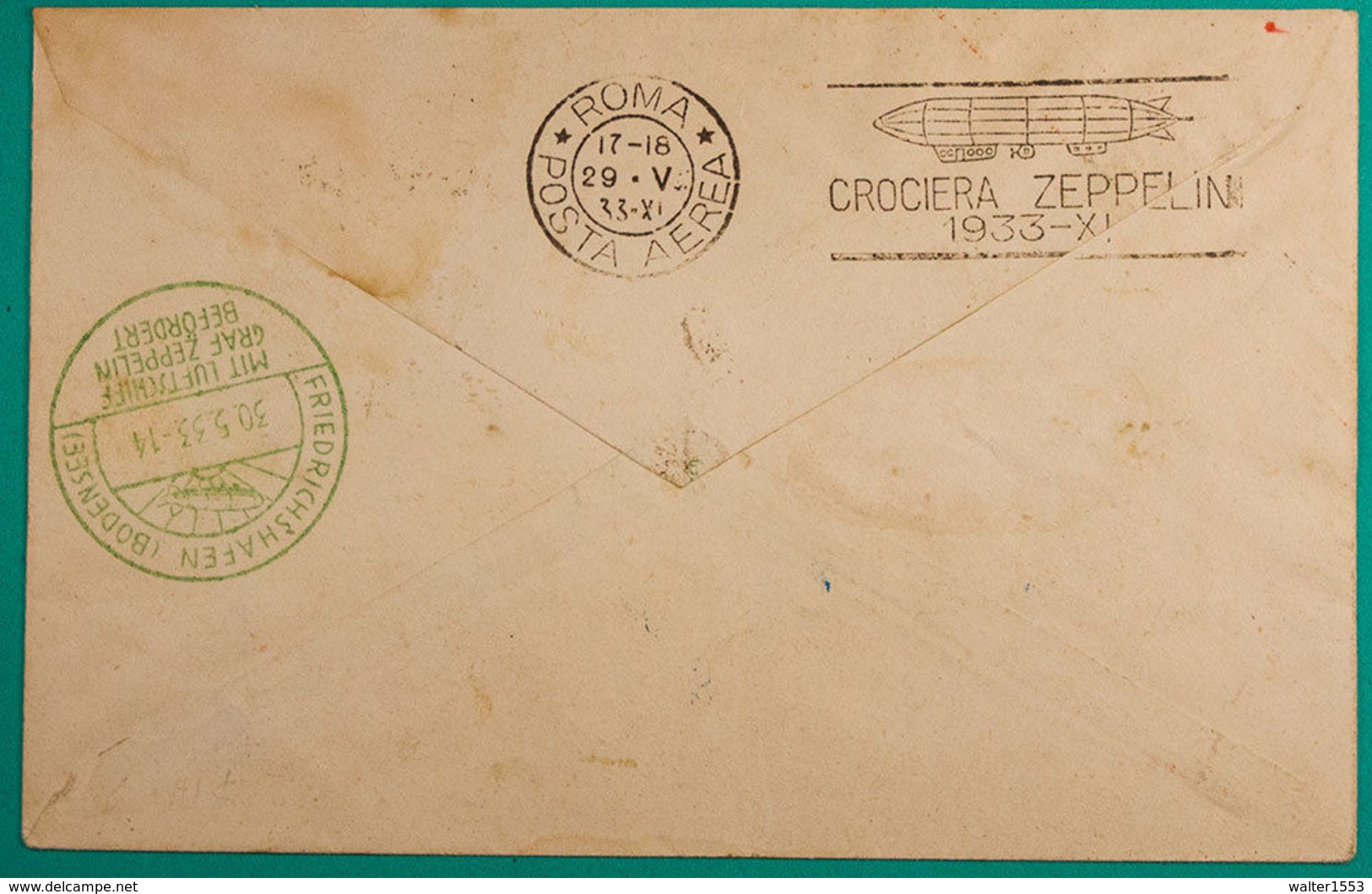 Storia Postale Posta Aerea Zeppelin Lire 5 Su Aerogramma Racc. Per La Germania Sassone Z11A Rara !! - Marcofilie (Zeppelin)