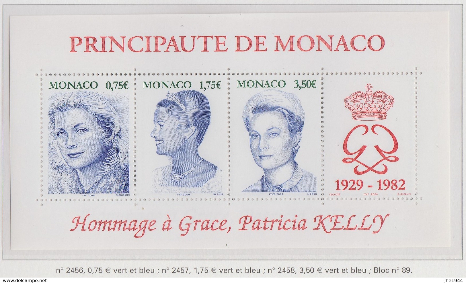 Monaco Bloc N° 89 ** Hommage à Grace - Blocks & Kleinbögen