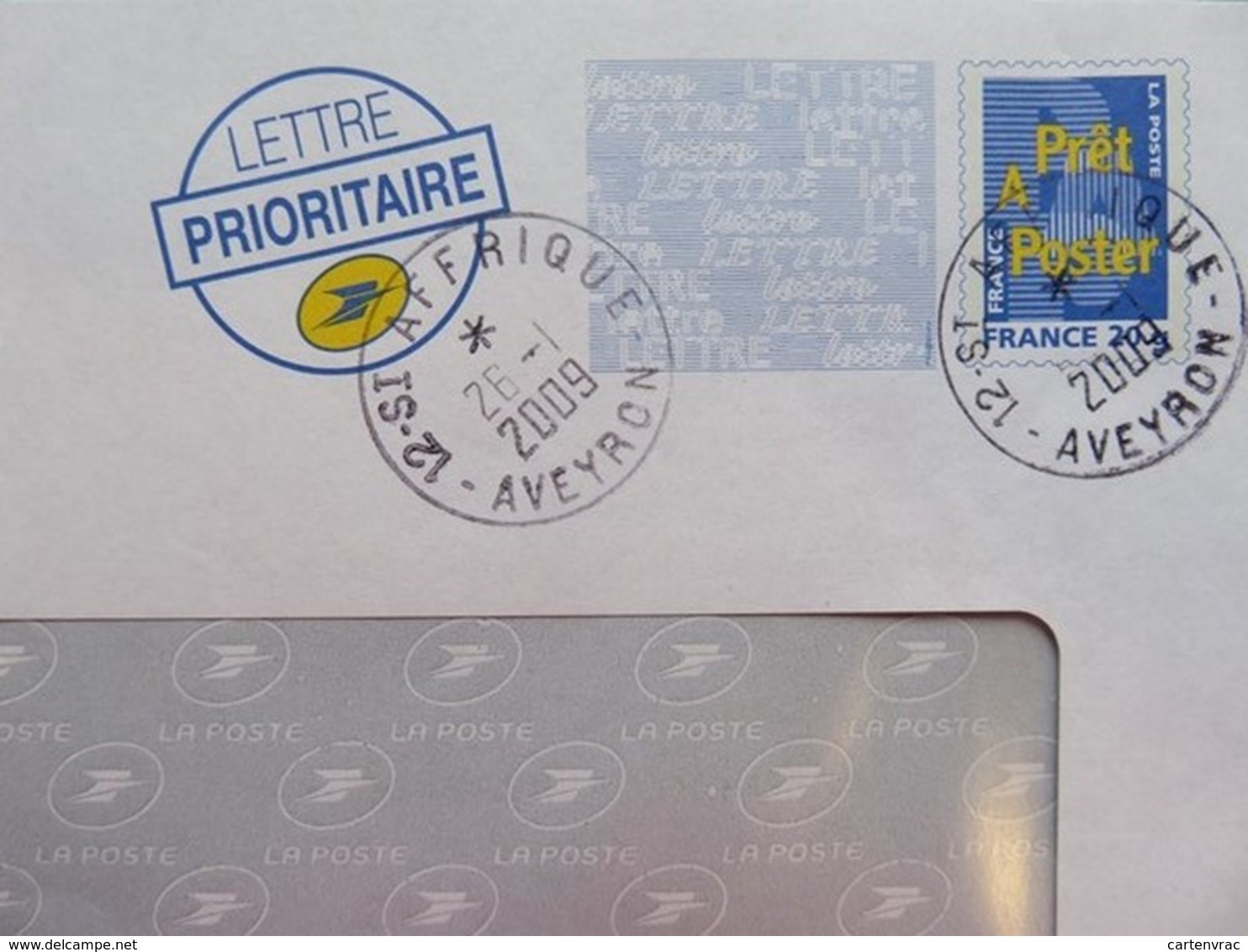 Prêt à Poster - PAP Enveloppe Logo Bleu FRANCE 20 G - Tampon Rond St Affrique (Aveyron) - 2009 - PAP: Ristampa/Logo Bleu