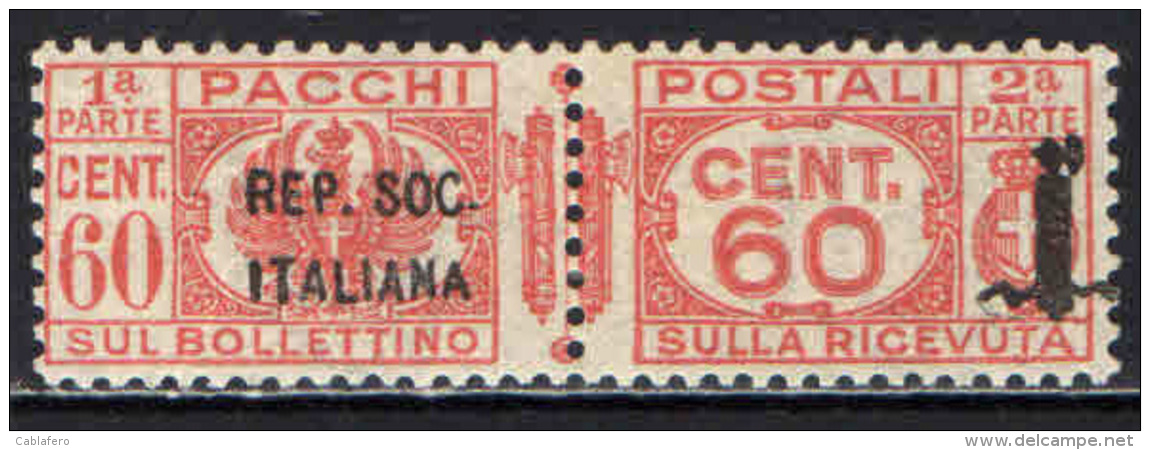 ITALIA RSI - 1944 - PACCHI POSTALI - VALORE DA 60 CENT. - MNH - Pacchi Postali
