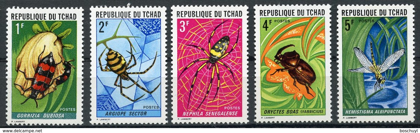 Chad, 1972, Insects, Spiders, Beetles, Animals, MNH, Michel 510-514 - Chad (1960-...)