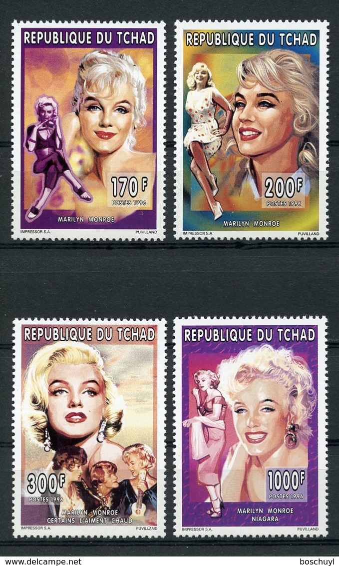 Chad, 1996, Marilyn Monroe, Actress, MNH, Michel 1276-1279A - Ciad (1960-...)