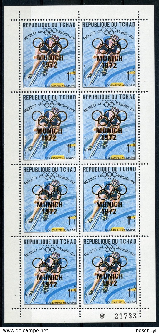 Chad, 1972, Olympic Summer Games Munich, Medal Winner, Cycling, Trentin, MNH Sheetlet, Gold Overprint, Michel 251A - Chad (1960-...)