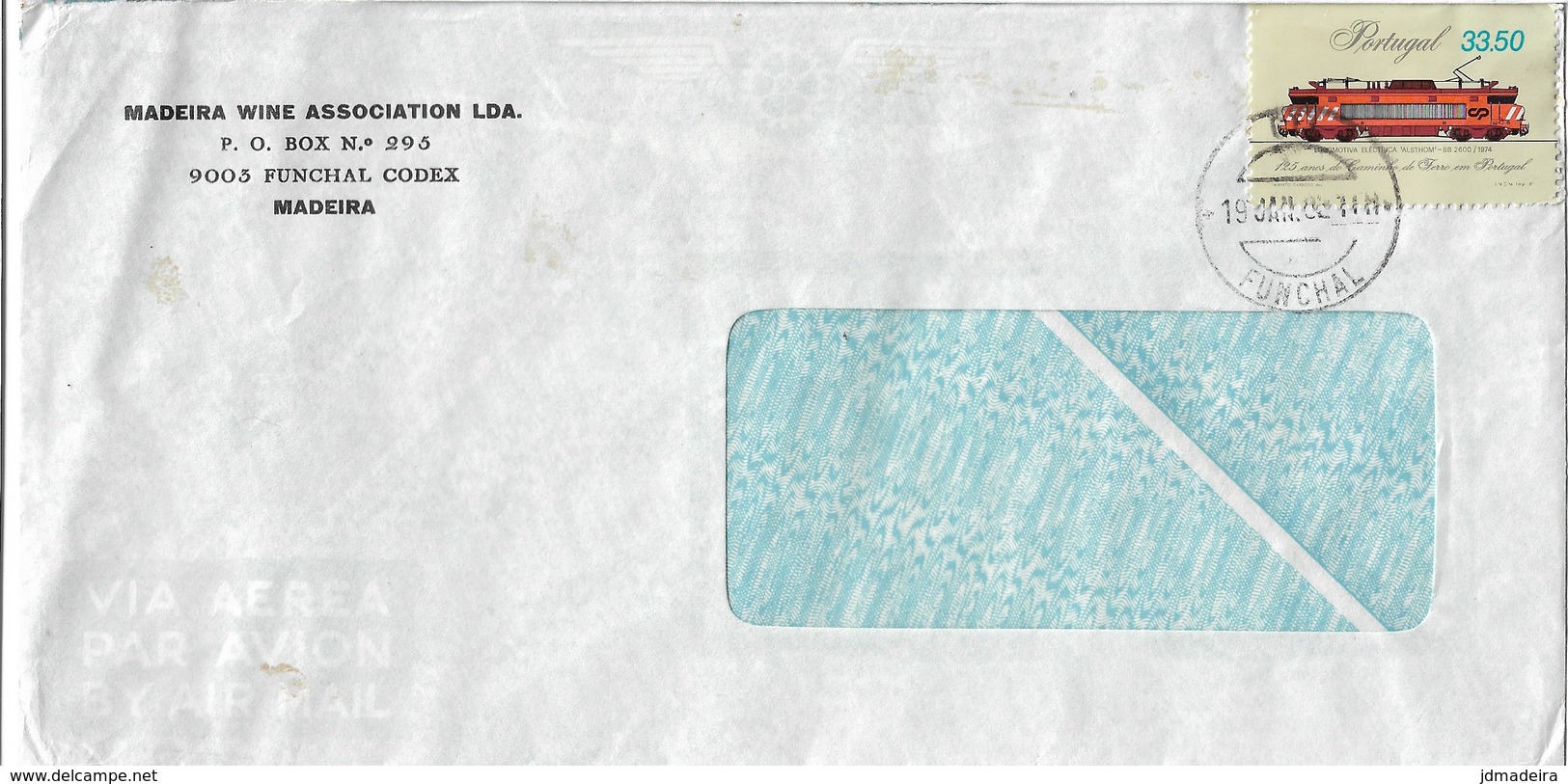 Portugal Cover Train Stamp And FUNCHAL Cancellation - Covers & Documents