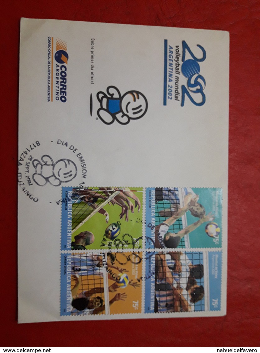 L'Argentine FDC Mondial De Voley 2002 Masculine - FDC