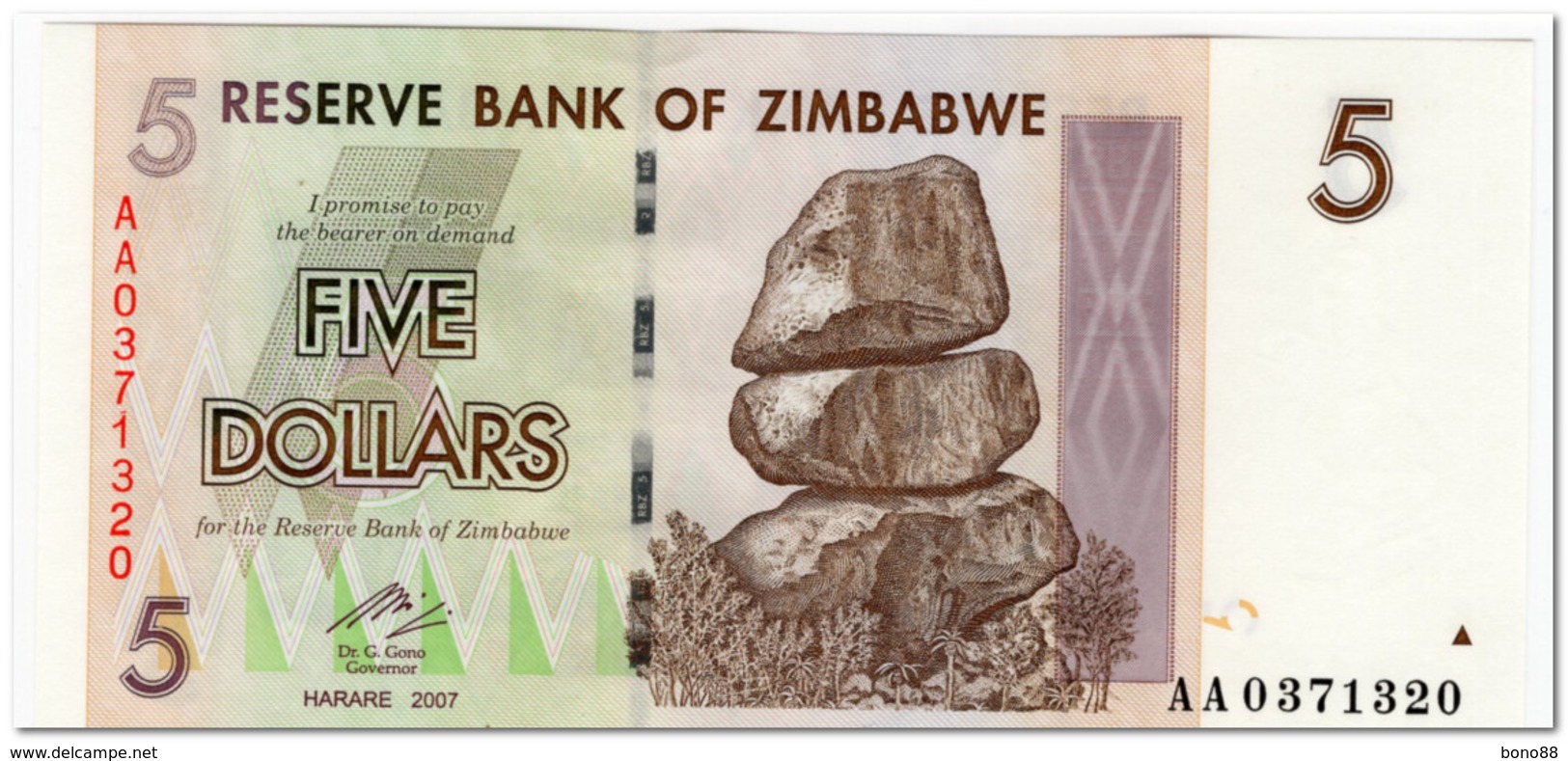 ZIMBABWE,5 DOLLARS,2007,P.66,UNC - Zimbabwe