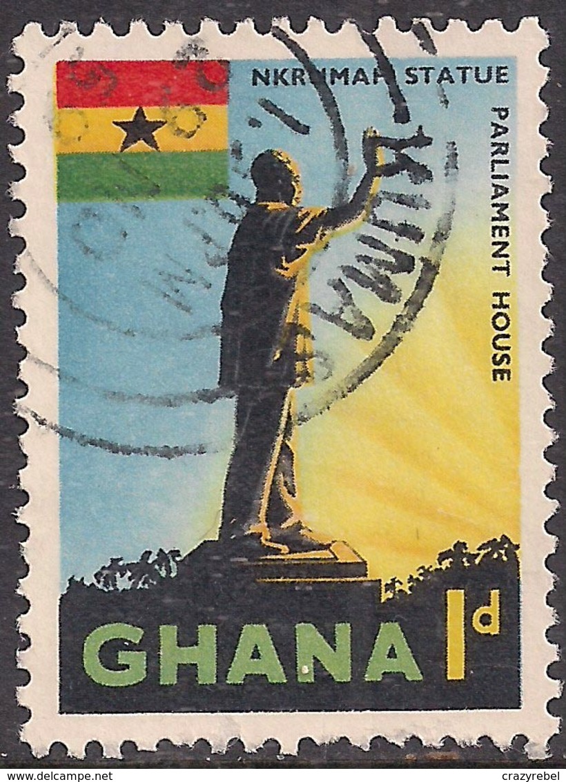 Ghana 1959 - 61 QE2 1d Nkrumah Statue Accra SG 214 ( J1068 ) - Ghana (1957-...)