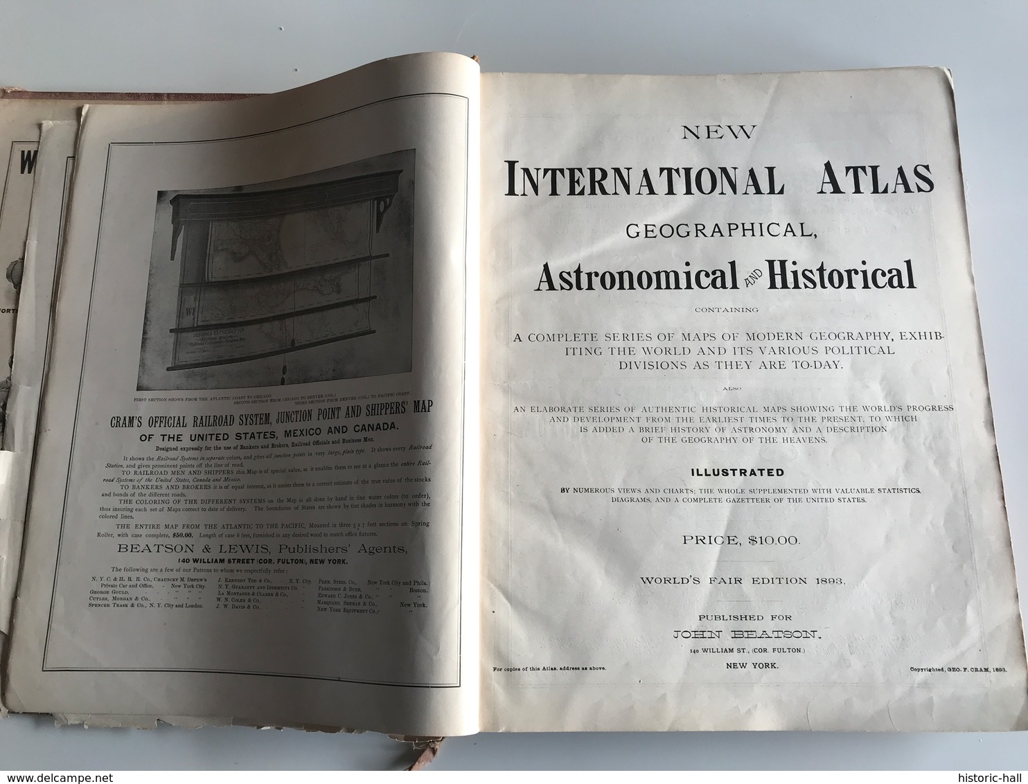 BEATSON’S International Atlas - Columbian World’s Fair Edition - 1893 - América Del Norte